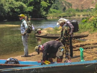 Fly fishing in remote region of Laos